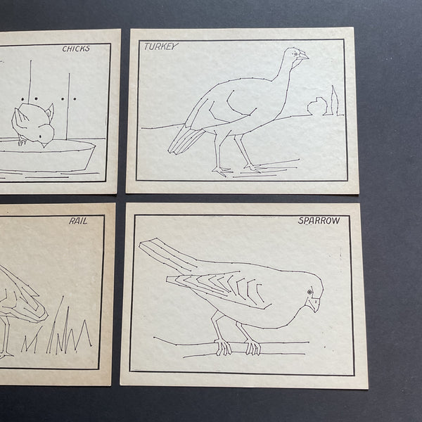 4 Vintage Children’s Sewing Cards A. Flanagan Company Chicks Sparrow