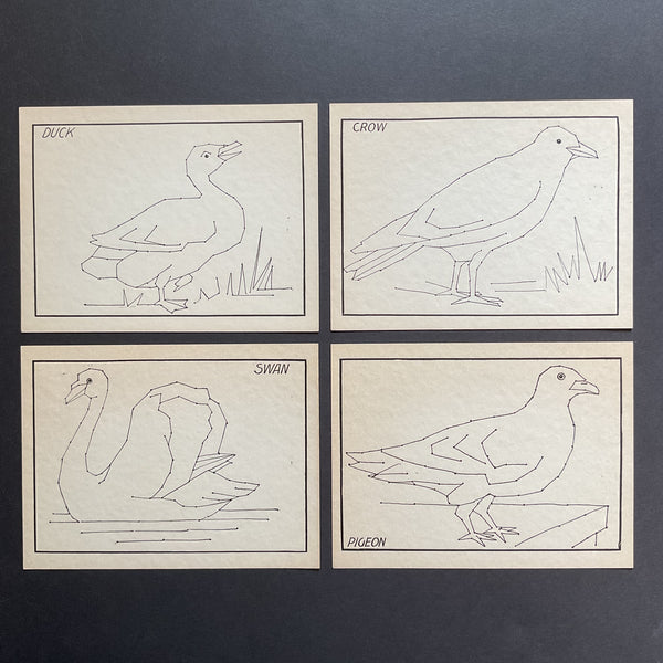 4 Vintage Children’s Sewing Cards A. Flanagan Company Swan Duck