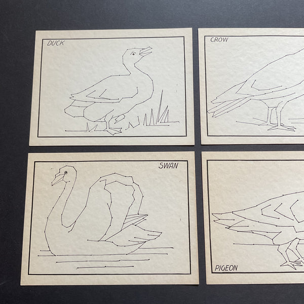 4 Vintage Children’s Sewing Cards A. Flanagan Company Swan Duck