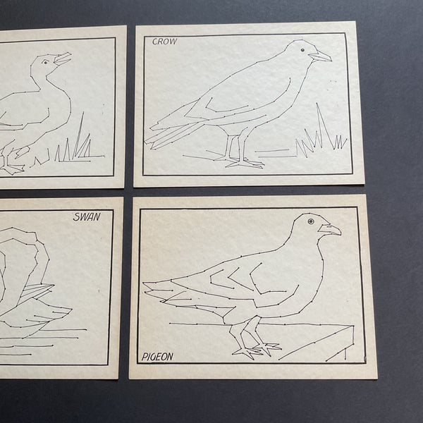 4 Vintage Children’s Sewing Cards A. Flanagan Company Swan Duck