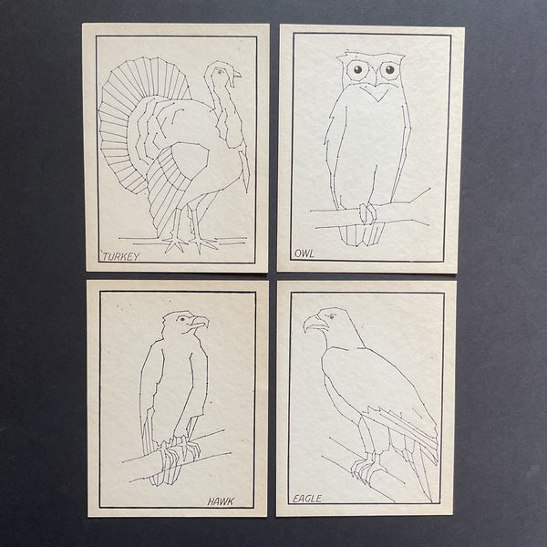 4 Vintage Children’s Sewing Cards A. Flanagan Company Birds