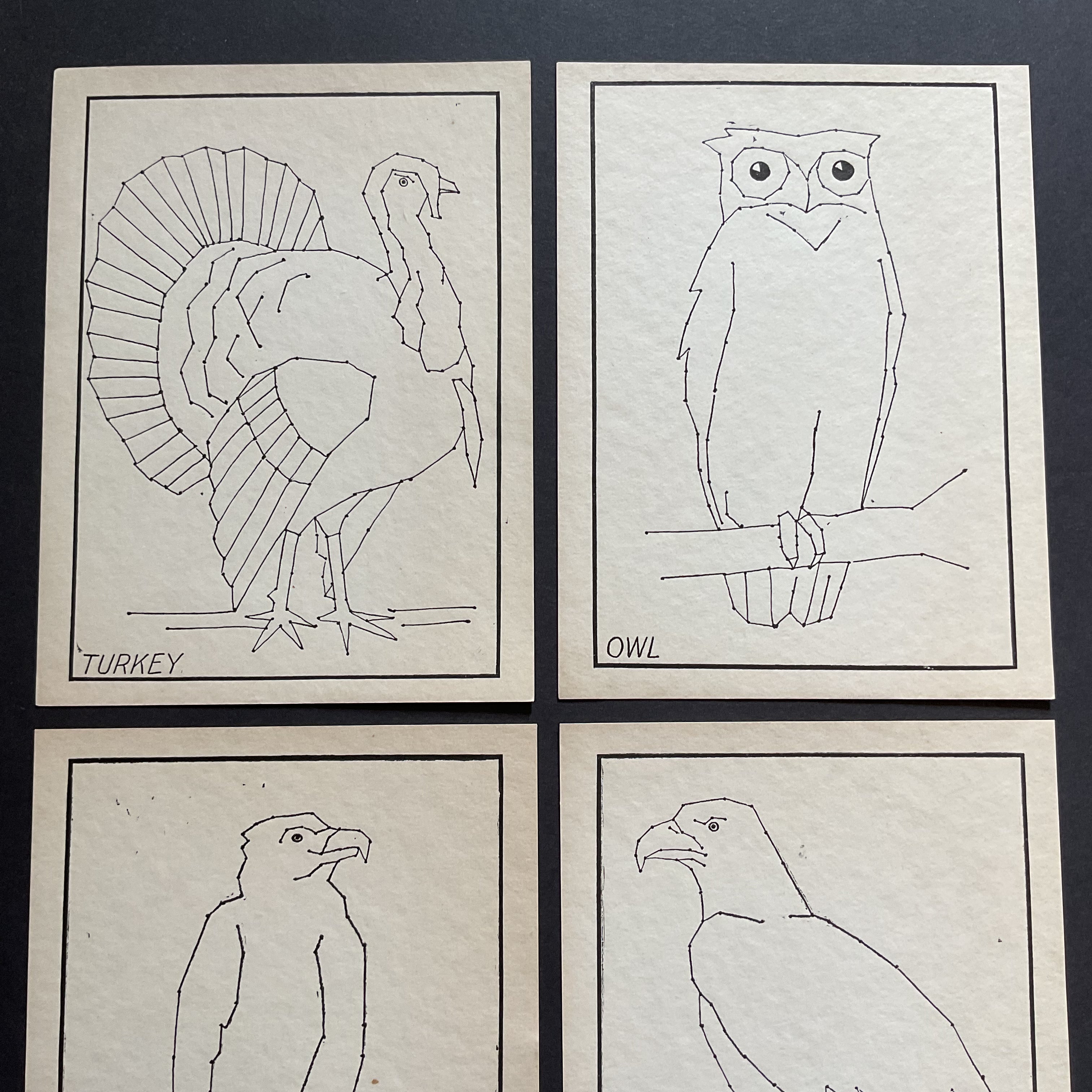 4 Vintage Children’s Sewing Cards A. Flanagan Company Birds