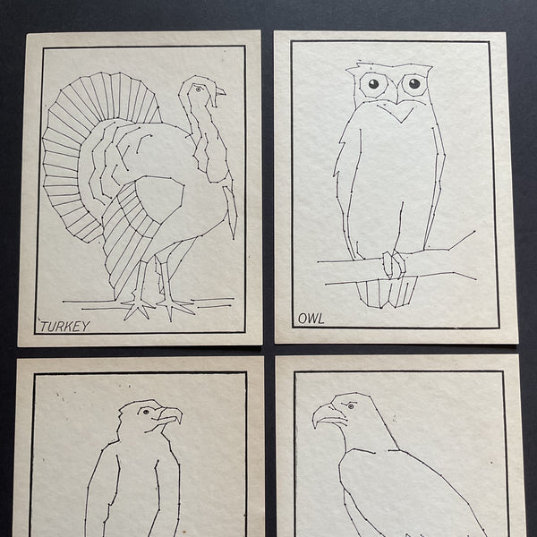 4 Vintage Children’s Sewing Cards A. Flanagan Company Birds
