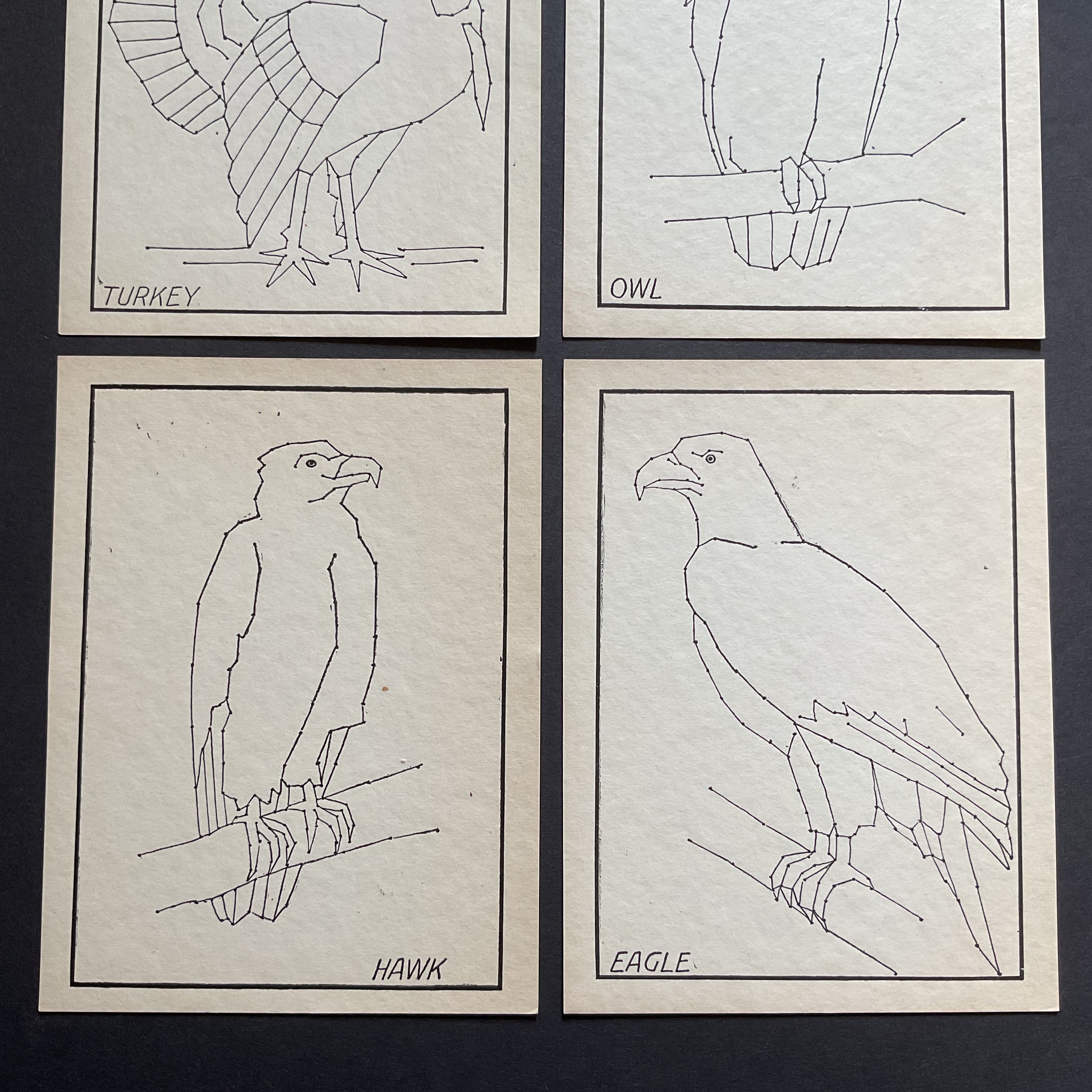 4 Vintage Children’s Sewing Cards A. Flanagan Company Birds