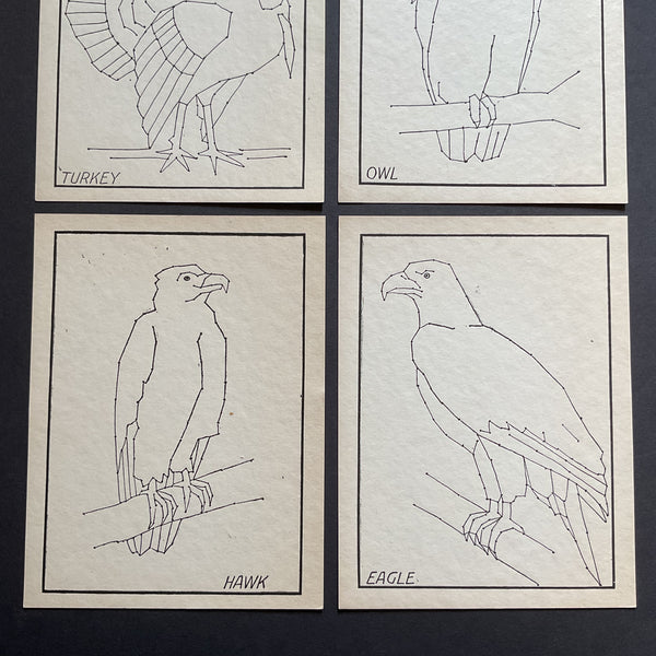 4 Vintage Children’s Sewing Cards A. Flanagan Company Birds
