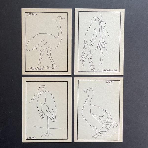 4 Vintage Children’s Sewing Cards Birds A. Flanagan Company