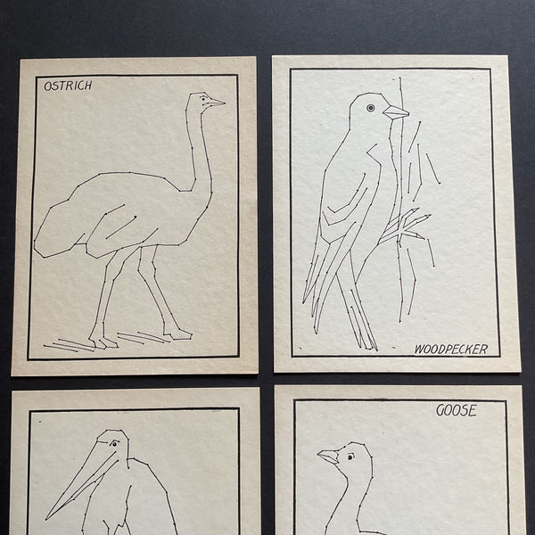 4 Vintage Children’s Sewing Cards Birds A. Flanagan Company