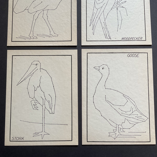 4 Vintage Children’s Sewing Cards Birds A. Flanagan Company