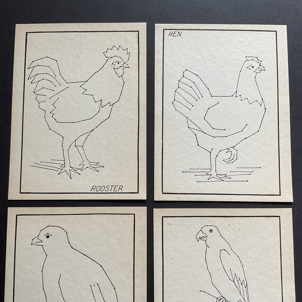 4 Vintage Children’s Animal Sewing Cards A. Flanagan Company