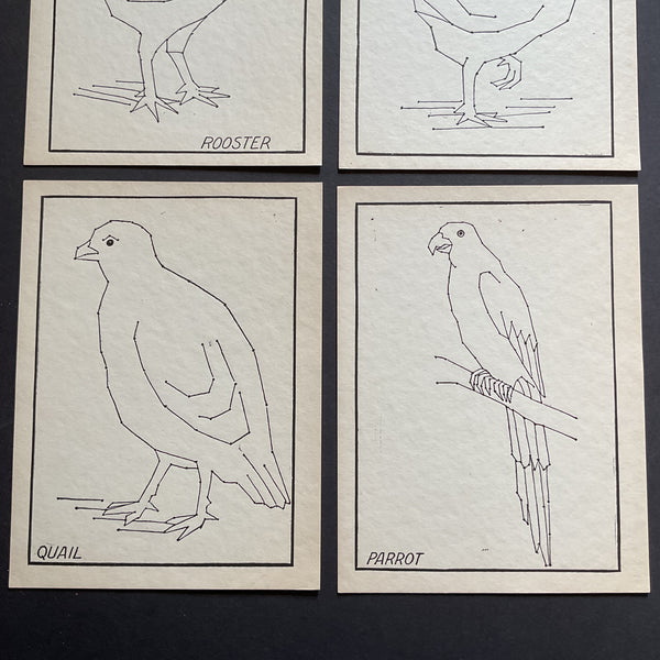 4 Vintage Children’s Animal Sewing Cards A. Flanagan Company