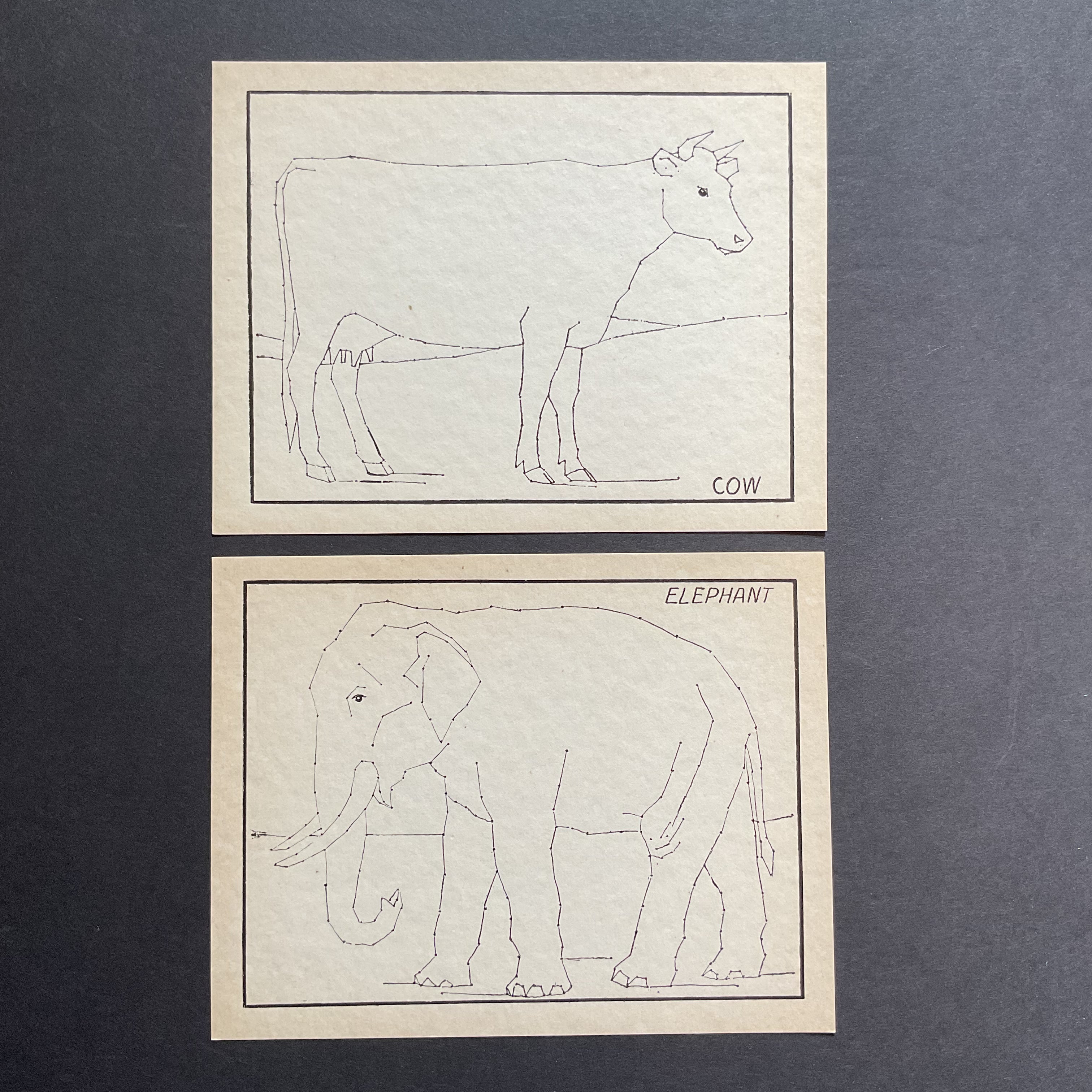 2 Vintage Children’s Sewing Cards Animals A. Flanagan Company