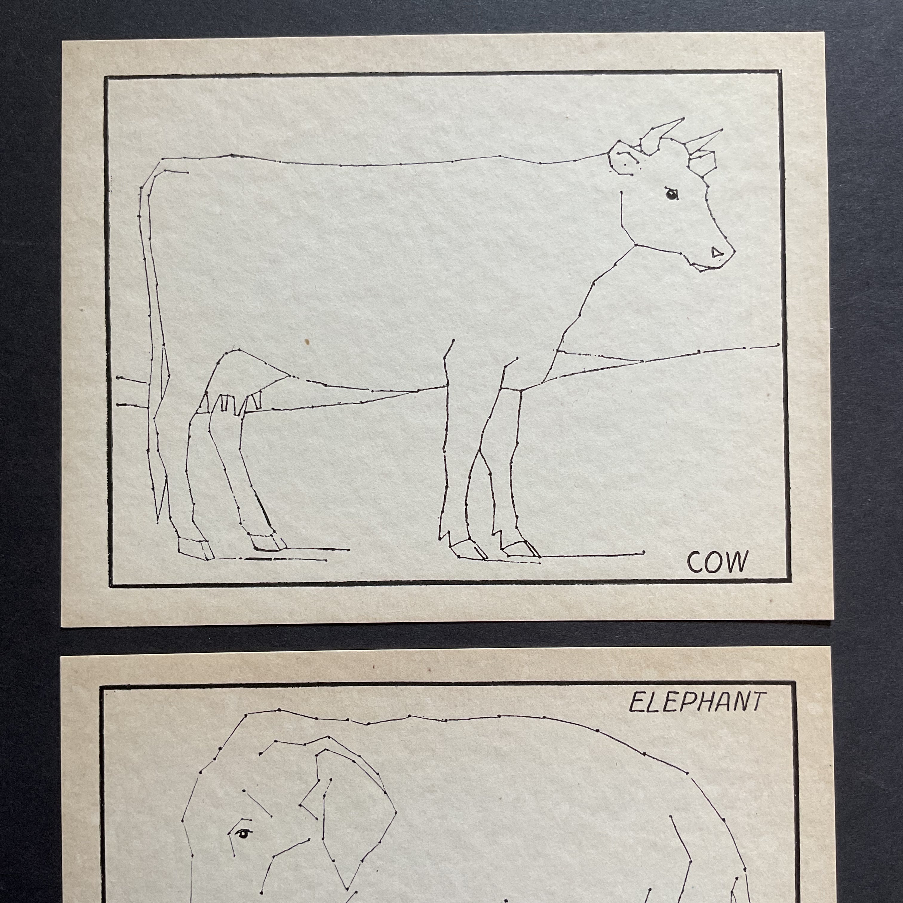 2 Vintage Children’s Sewing Cards Animals A. Flanagan Company