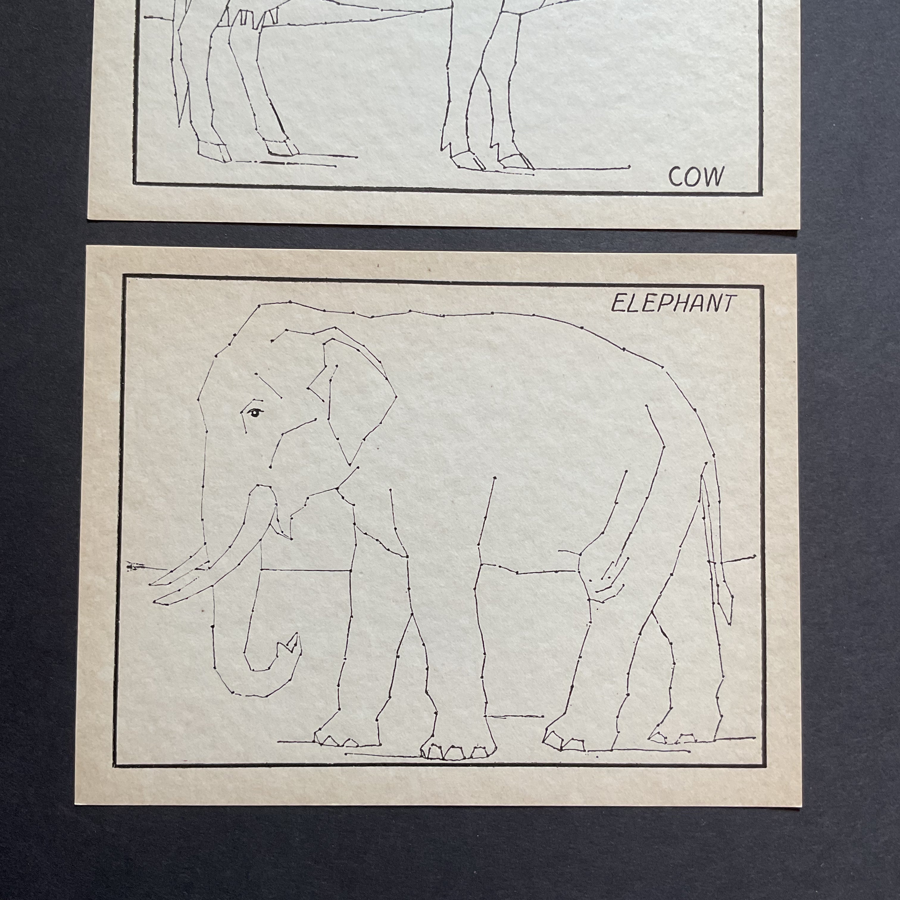 2 Vintage Children’s Sewing Cards Animals A. Flanagan Company
