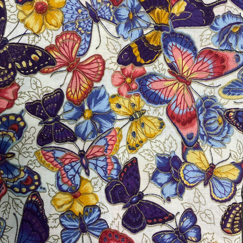 Cotton Butterfly Fabric 44 x 1 Yard Cranston Print Works VIP 2007