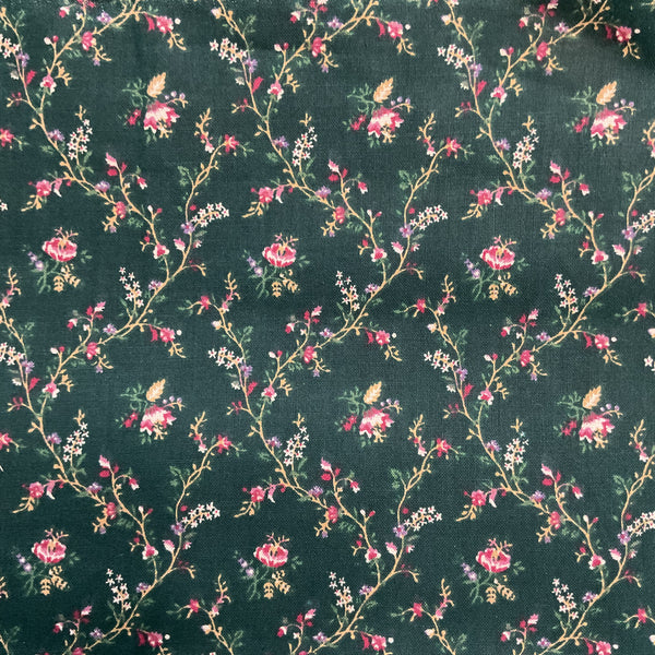 Springs Industries Green Floral Cotton Fabric 44 x 2 Yards