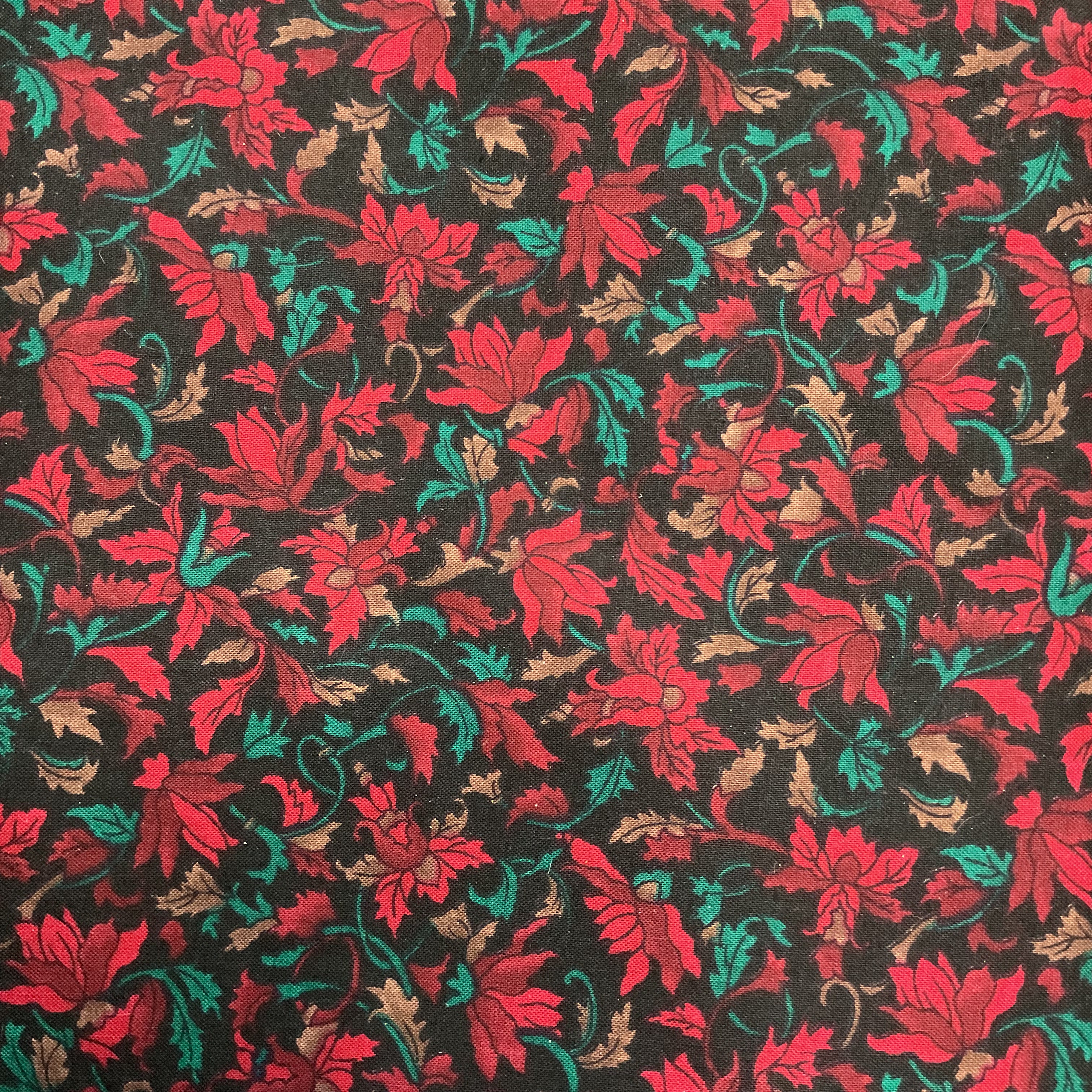 Windsor Collection by Hoffman California Red on Black Floral 45 x 1 Yard
