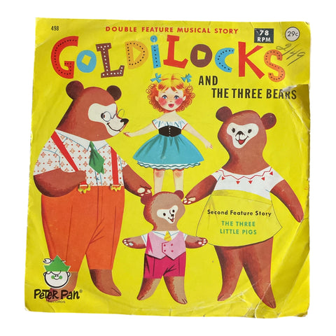 Vintage 1962 Goldilocks and the 3 Bears Peter Pan Vinyl Record in Sleeve 78 RPM