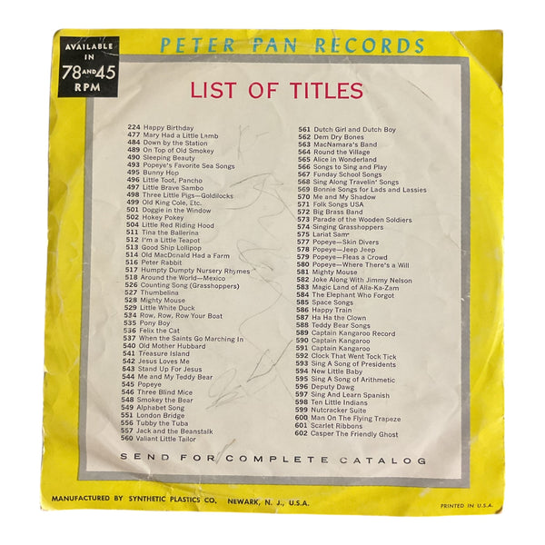 Vintage 1962 Captain Kangaroo Peter Pan Record in Sleeve 78 RPM