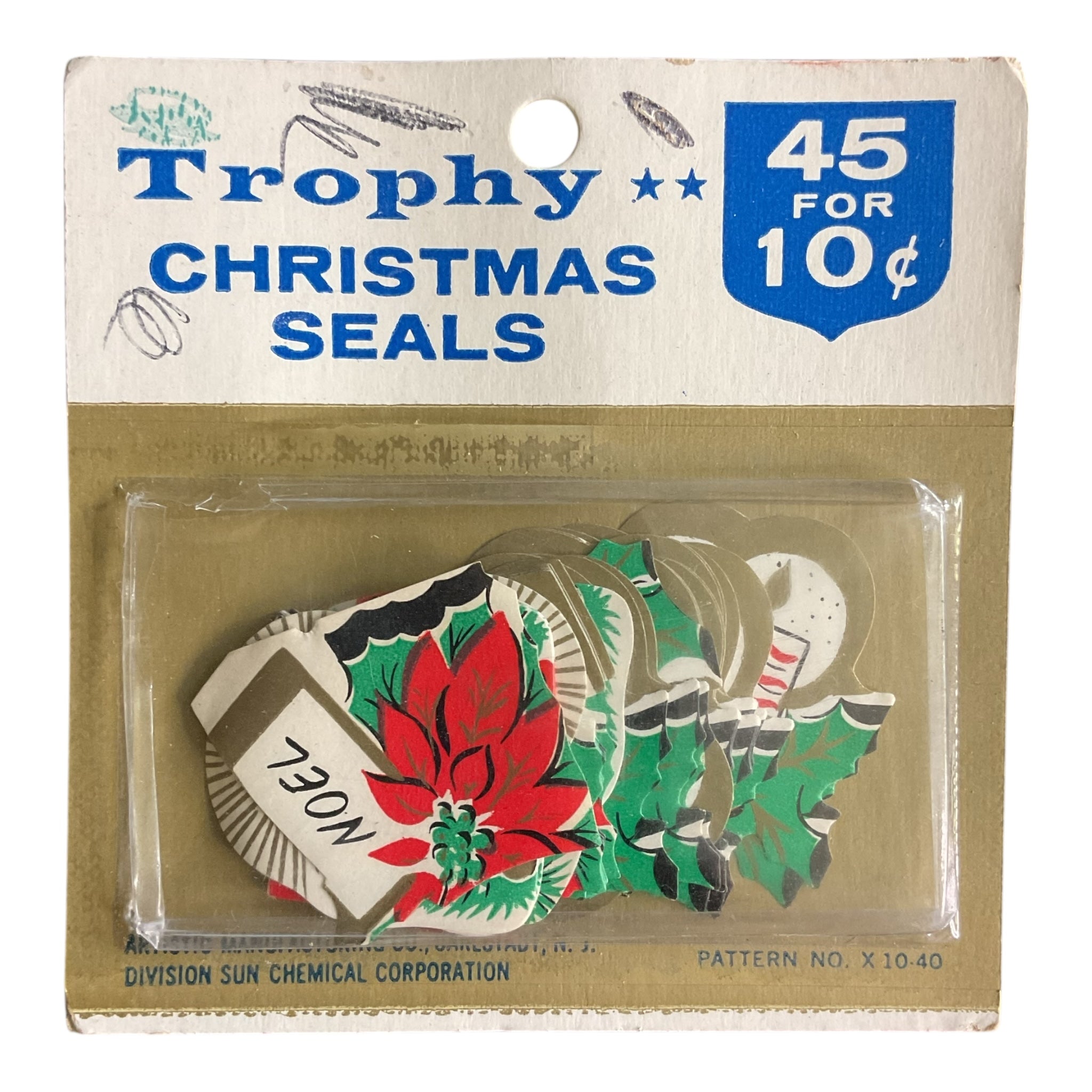 Vintage Trophy Christmas Seals Sealed Package Noel Lit Candles 45 Stickers