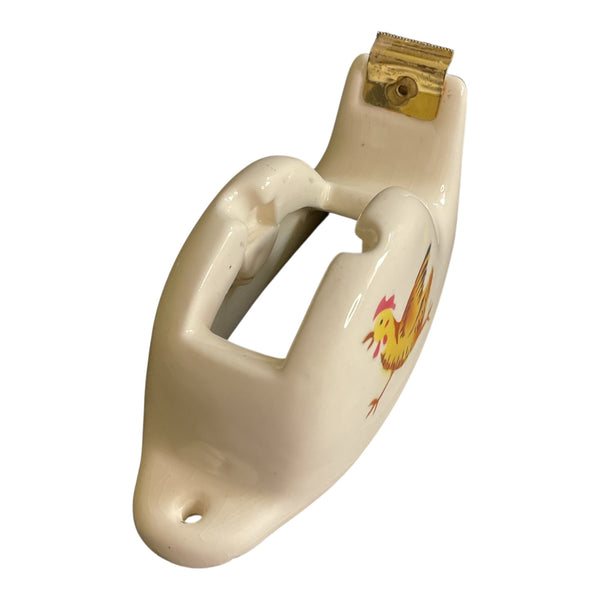 Vintage Rooster Transparent Tape Dispenser Ceramic Wall Hanger or Desktop