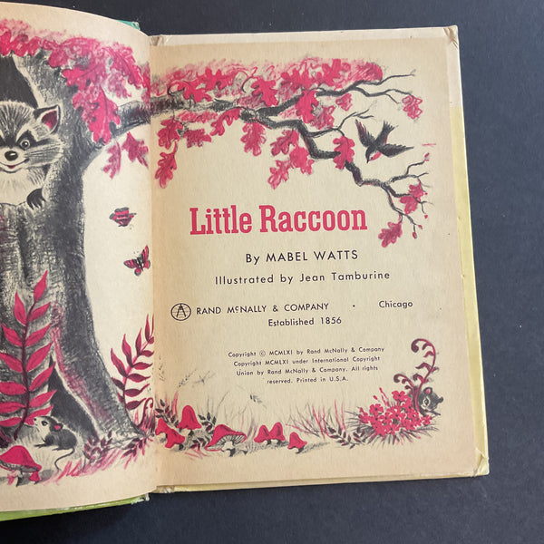Vintage 1961 Childrens Book Little Raccoon by Mabel Watts Junior Elf 8081