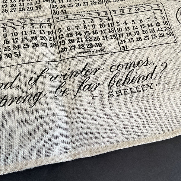 Vintage 1978 Calendar Tea Towel House Barn and Apple Blossoms