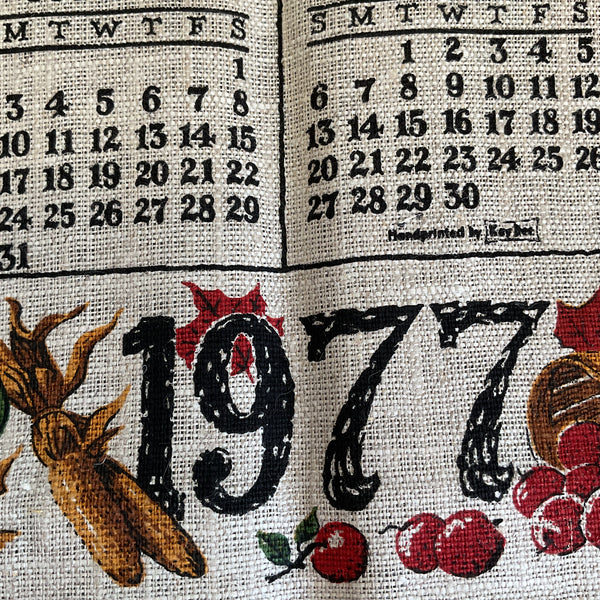Vintage 1977 Kay Dee Calendar Tea Towel Farm Scene
