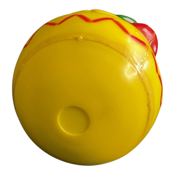 Vintage Easter Chick Wearing Bonnet Plastic Roll Toy Roly Poly Rattle