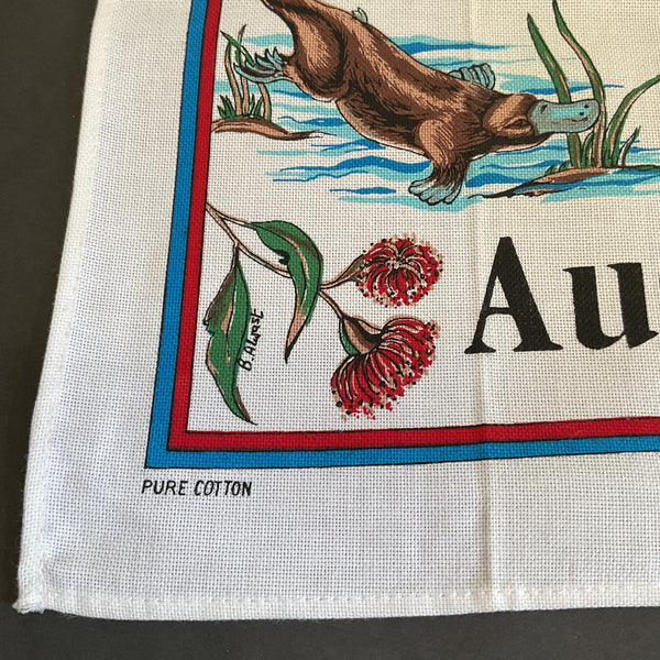Australia Linen Kitchen Tea Towel Koala Bear Kangaroo Cotton