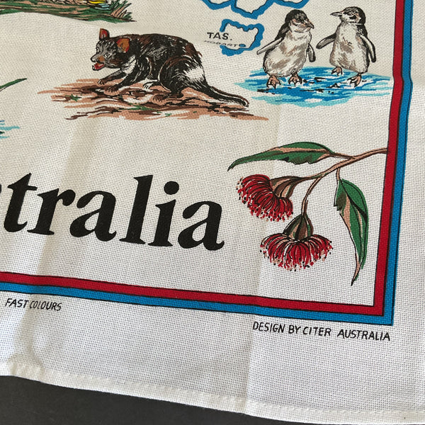Australia Linen Kitchen Tea Towel Koala Bear Kangaroo Cotton