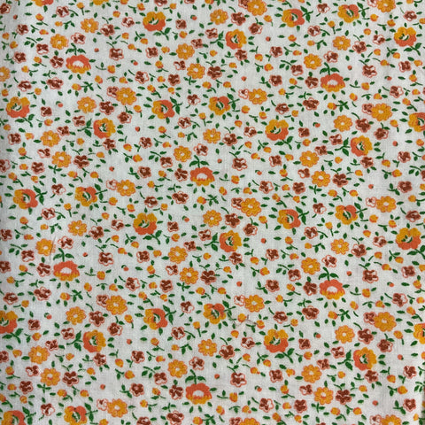 Small Print Orange Red Flowers Floral Cotton Fabric 22 x 39