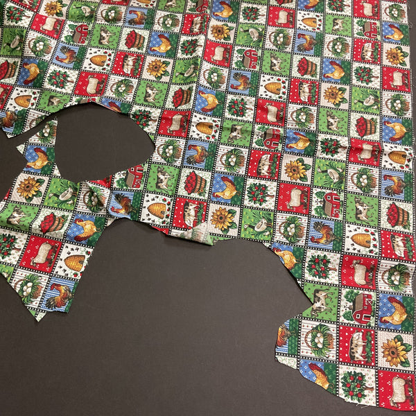 Country Checkerboard Cotton Fabric 15 x 39 Chickens