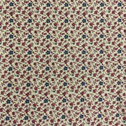 Small Blue and Pink Flowers on Tan Cotton Floral Fabric 40 x 41