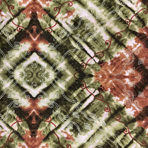 Cranston VIP Geometric Green Brown Black Fabric 45 x 110