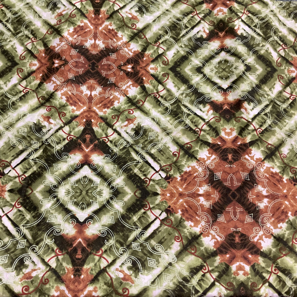 Cranston VIP Geometric Green Brown Black Fabric 45 x 110