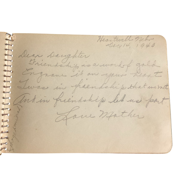 Vintage 1930s School Autograph Album Book Filled Nebraska Locations