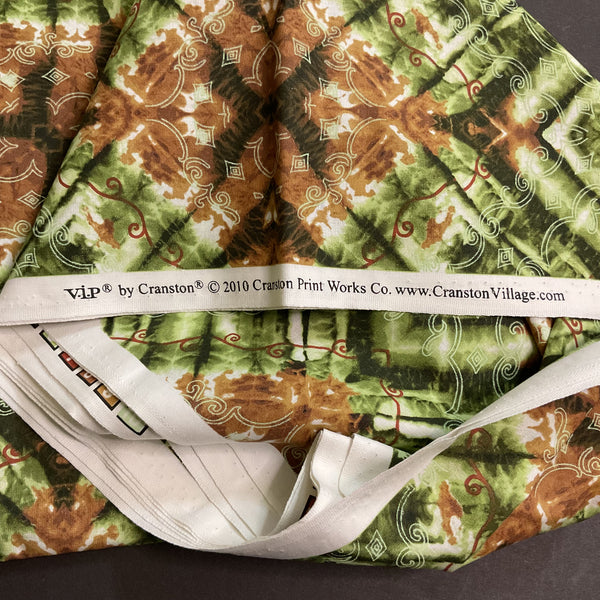 Cranston VIP Geometric Green Brown Black Fabric 45 x 110