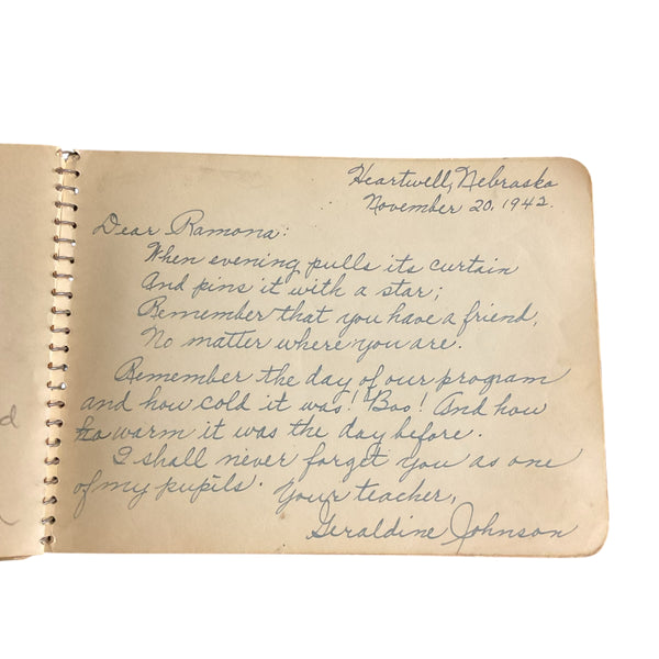 Vintage 1930s School Autograph Album Book Filled Nebraska Locations