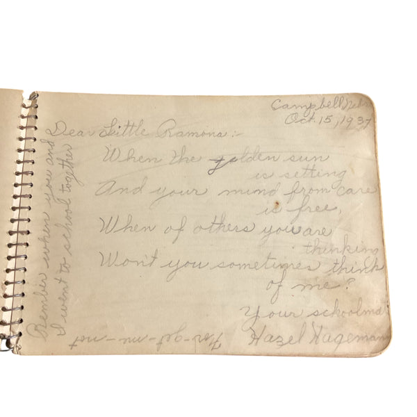 Vintage 1930s School Autograph Album Book Filled Nebraska Locations