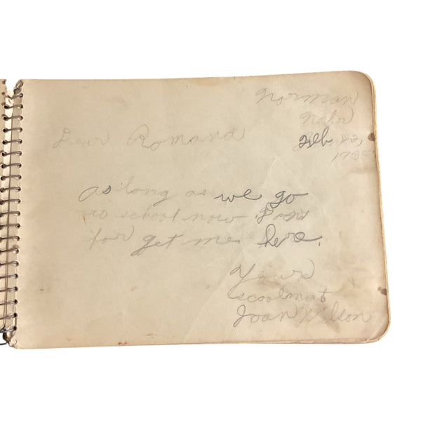 Vintage 1930s School Autograph Album Book Filled Nebraska Locations