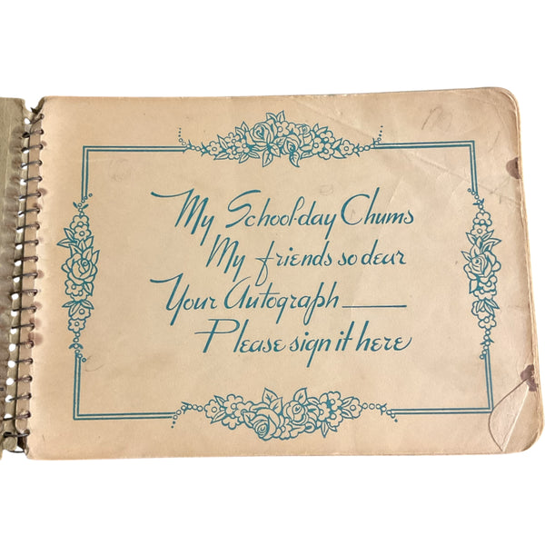 Vintage 1930s School Autograph Album Book Filled Nebraska Locations