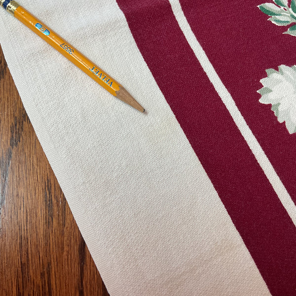 Vintage Startex Tablecloth Square Floral Burgundy 48 x 50