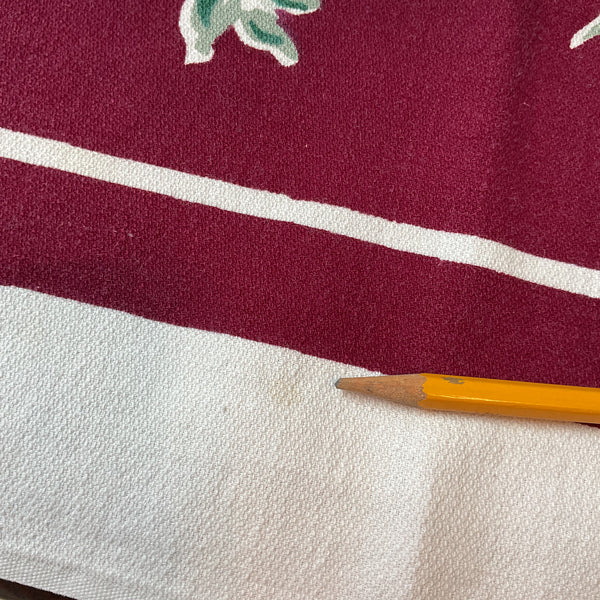 Vintage Startex Tablecloth Square Floral Burgundy 48 x 50