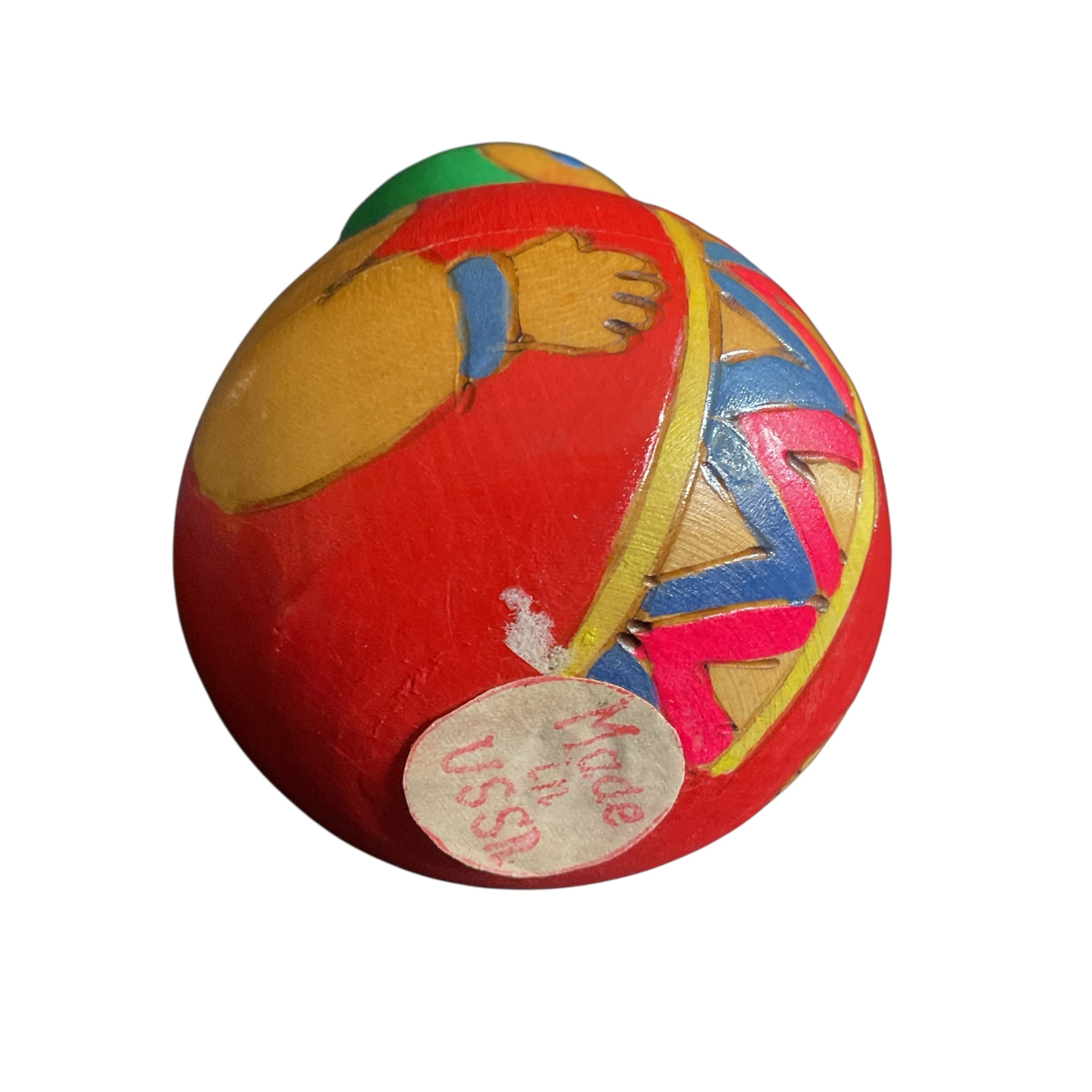 Vintage Russian Wooden Roly Poly Doll Bell Inside Made in USSR
