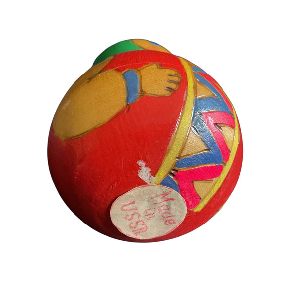 Vintage Russian Wooden Roly Poly Doll Bell Inside Made in USSR