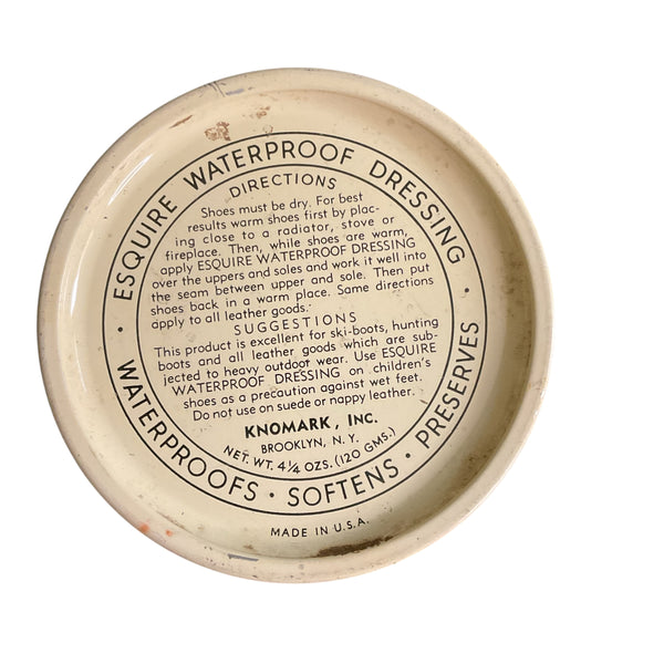 Vintage 1970s Advertising Tin Esquire Waterproof Dressing for Shoes Boots
