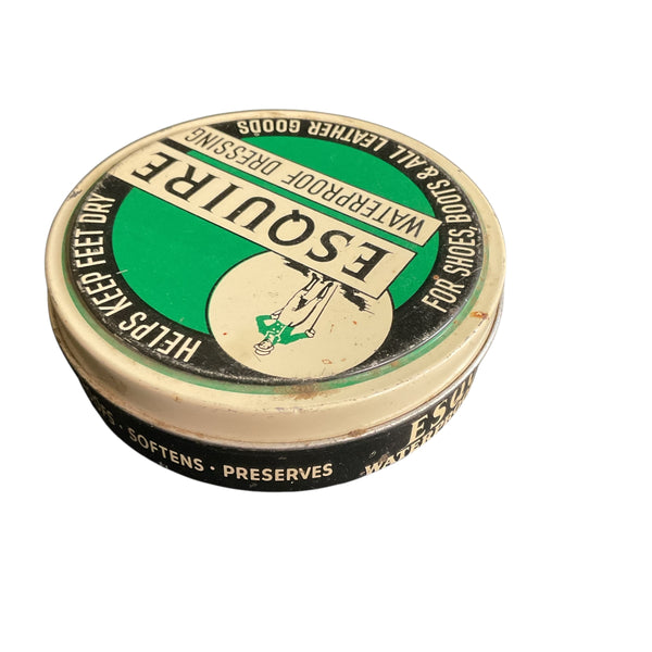 Vintage 1970s Advertising Tin Esquire Waterproof Dressing for Shoes Boots