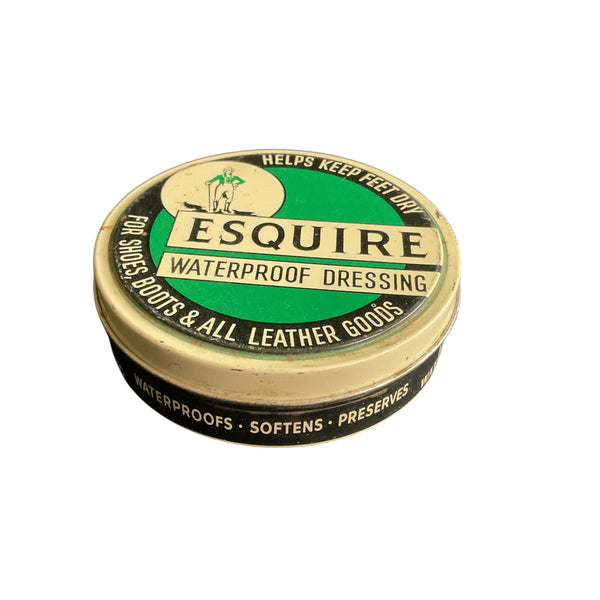 Vintage 1970s Advertising Tin Esquire Waterproof Dressing for Shoes Boots