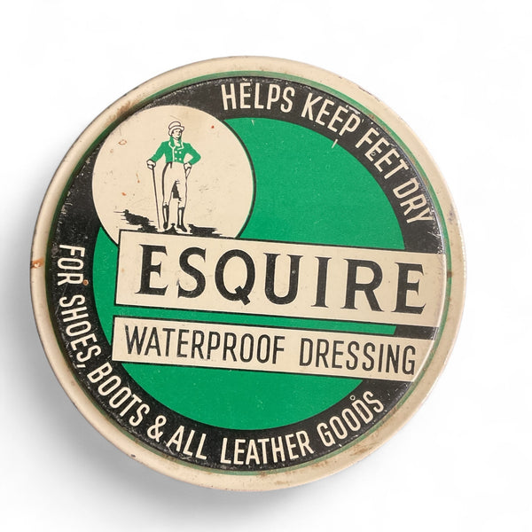 Vintage 1970s Advertising Tin Esquire Waterproof Dressing for Shoes Boots