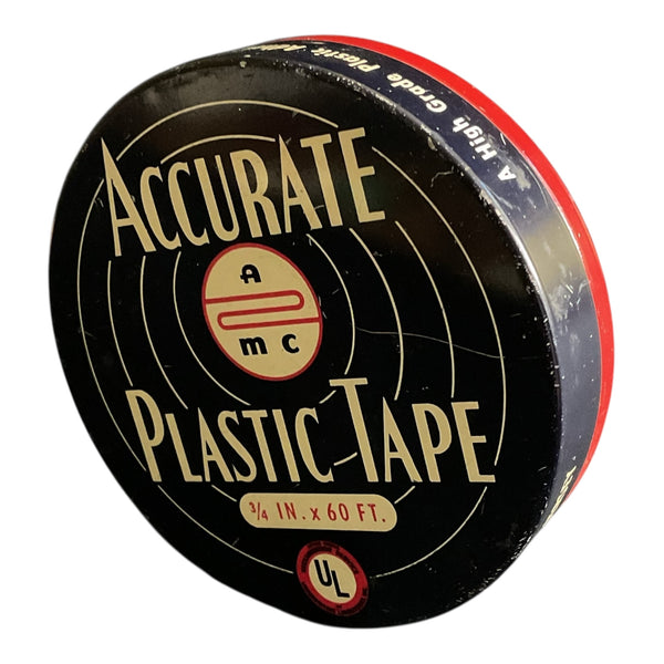 Vintage 1970s Advertising Tin Accurate Plastic Tape Empty Black and Red